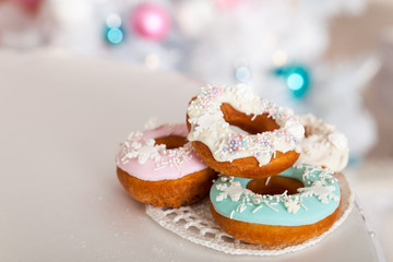 Christmas pastel decorations in a studio