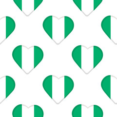 Obraz premium Seamless pattern from the hearts with Nigeria flag