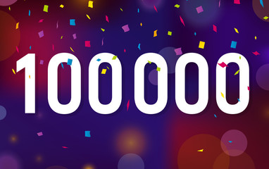 Congratulations 100K followers, one hundred thousand followers. Thanks banner background with confetti. Vector illustration