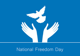 National Freedom Day vector. Hands with dove. Important day
