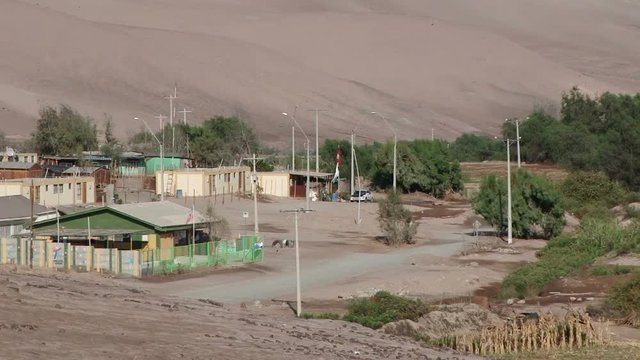 Local houses in valley at Arica-Parinacota region, Chile