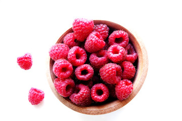 fresh ripe raspberries isolated on white
