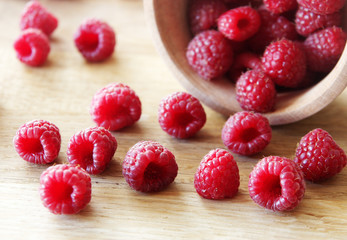 fresh ripe raspberries. selective focus