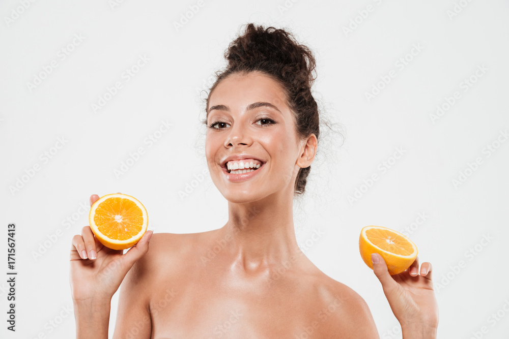 Wall mural Close up portrait of a beautiful happy woman