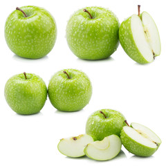 Fresh green apples isolated on white background.