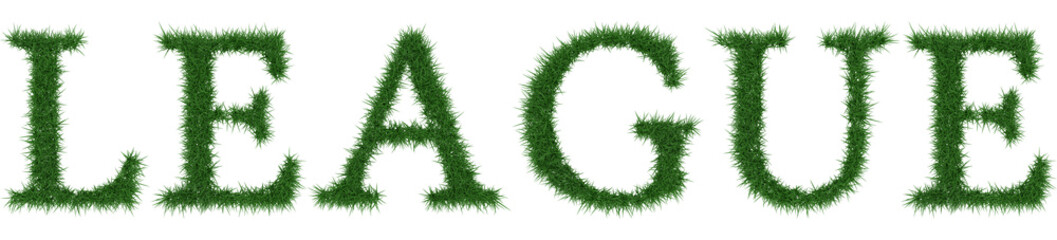League - 3D rendering fresh Grass letters isolated on whhite background.