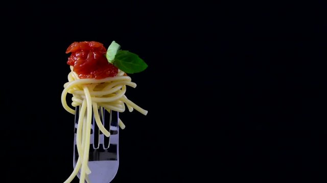Spaghetti, pasta on black background
