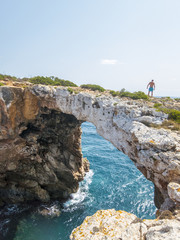 Fototapeta na wymiar Beautiful seascape, rocky cosat in Majorca island, Mediterranean Sea.