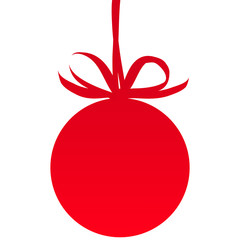 Christmas ball, red bow, isolated on a white