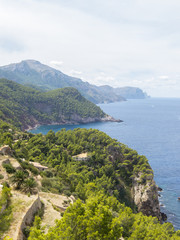 Fototapeta na wymiar Beautiful seascape, rocky cosat in Majorca island, Mediterranean Sea.