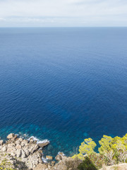 Naklejka na ściany i meble Beautiful seascape, rocky cosat in Majorca island, Mediterranean Sea.
