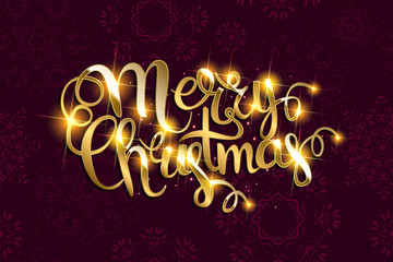 Fototapeta na wymiar Vector Merry Christmas text with glitter elements.