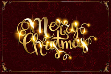 Fototapeta na wymiar Vector Merry Christmas text with glitter elements.