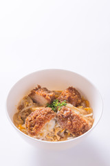 meat and egg on rice