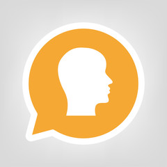 Gelbe Sprechblase - Kopf im Profil