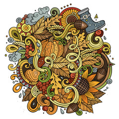 Cartoon cute doodles hand drawn autumn illustration