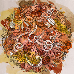 Cartoon cute doodles hand drawn autumn illustration