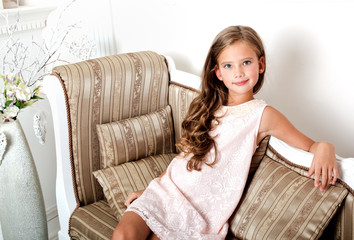 Adorable smiling little girl child in princess dress © svetamart