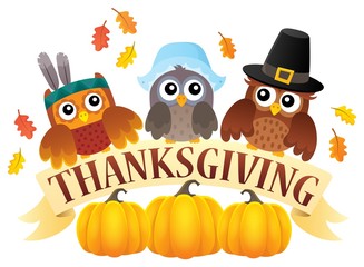 Fototapeta premium Thanksgiving owls thematic image 7