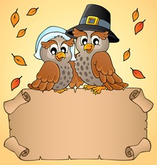 Thanksgiving parchment with happy owls