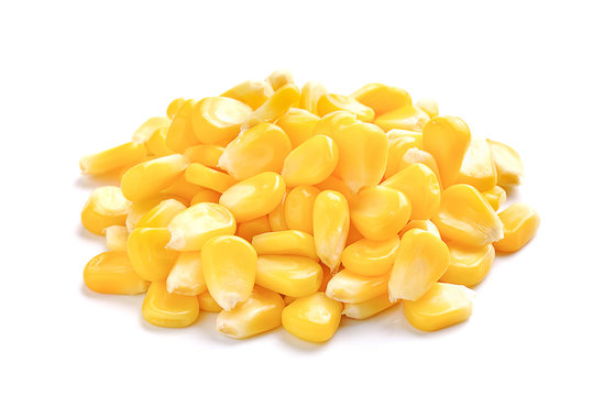corn seeds on white background