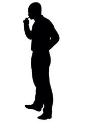 silhouette man smokes
