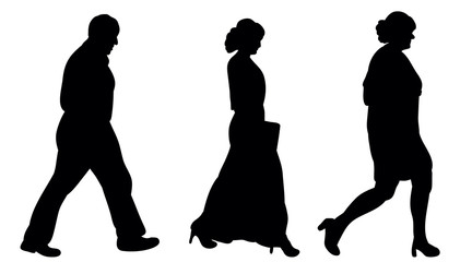 vector, isolated silhouette people go