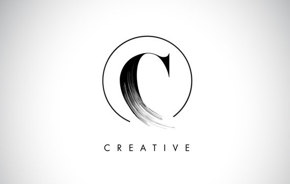 C Brush Stroke Letter Logo Design. Black Paint Logo Leters Icon.