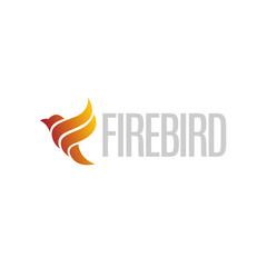 Abstract fire bird logo design vector template.