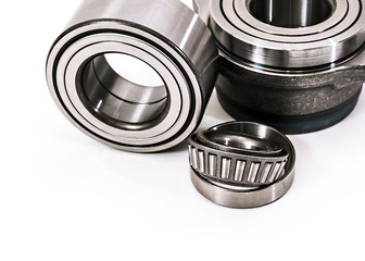 Auto Parts. Spare parts for the repair of cars. Bearings on a white background.