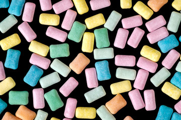 Brightly colored close up chewing gum