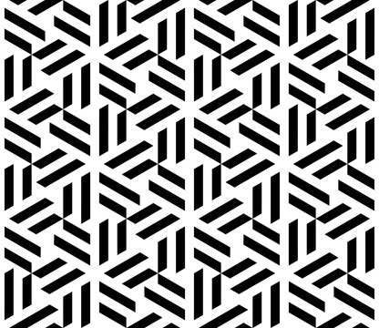 Vector seamless pattern. Modern stylish texture. Monochrome geometric pattern with hexagonal tiles