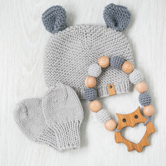 cute cozy knitted newborn mouse set