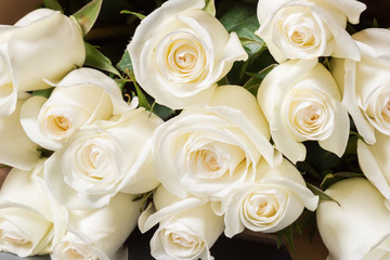 Obraz na płótnie Canvas Natural white roses background. Symbol of love.