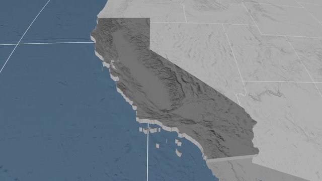 California - United States, region extruded. Bumps