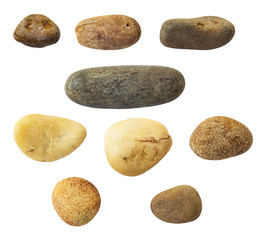 Fototapeta na wymiar Different pebbles isolated on white background (clipping path included)