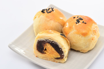 yolk pastry(Egg yolk shortcake) isolated on white background
