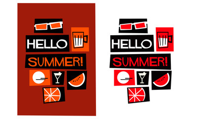 Fototapeta na wymiar Hello Summer! (Quote Vector Illustration in Flat Style Poster Design)