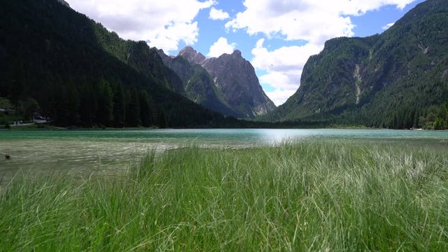 Lake Dobbiaco in the Dolomites, Italy