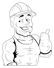 Under Construction Worker - Vector Character Illustration