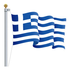 Waving Greece Flag Isolated On A White Background. Vector Illustration. Official Colors And Proportion. Independence Day