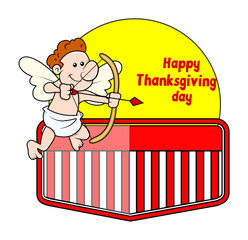 Happy Kid Cupid Flying - Valentine Frame Vector