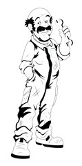 Retro Car Mechanic Vector Character
