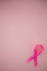 Overhead view of spotted Breast Cancer Awareness ribbon