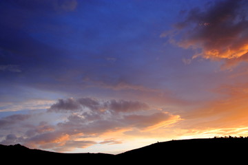 sunset in the French Pyrenees. Occitanie in south of France