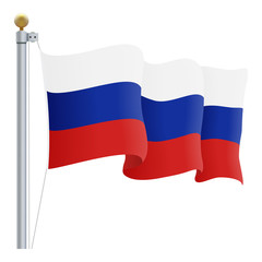 Waving Russia Flag Isolated On A White Background. Vector Illustration. Official Colors And Proportion. Independence Day