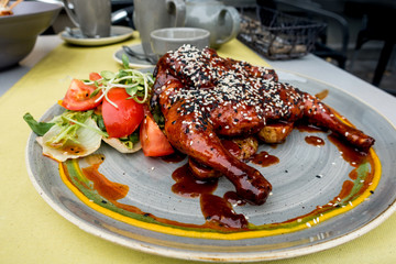 delicious chicken on white plate