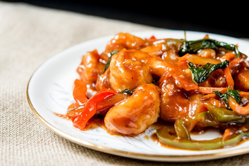 Chinese cuisine shrimp with hot sauce