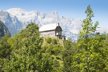 Mountain landscape in Theth, Albania.