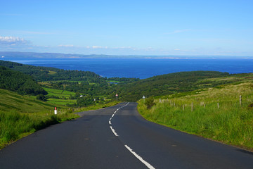 Driving on the road on the Isle of Arran, Scotland